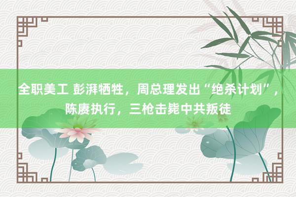 全职美工 彭湃牺牲，周总理发出“绝杀计划”，陈赓执行，三枪击毙中共叛徒