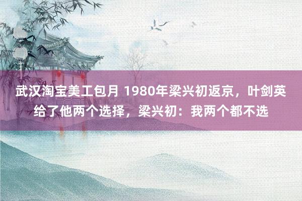 武汉淘宝美工包月 1980年梁兴初返京，叶剑英给了他两个选择，梁兴初：我两个都不选